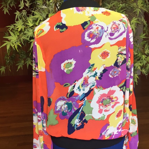 Floral sheer bomber  jacket Size Large XL - Picture 4 of 8